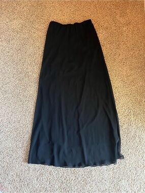 Alex Evenings Black Chiffon Maxi Skirt - Flowing Long Skirt